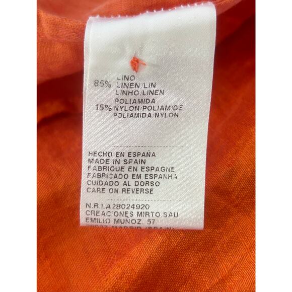 MIRTO 1956 Linen Blend Orange Blouse - Picture 9 of 11